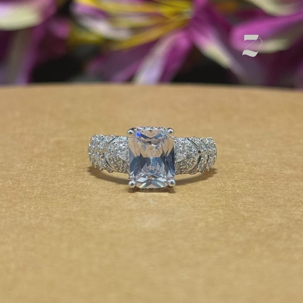 Cushion Cut 1 Ct Moissanite Engagement Ring: Sterling Silver & 10K Gold