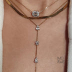 10K Yellow Gold Six Stone Diamond Lariat Necklace