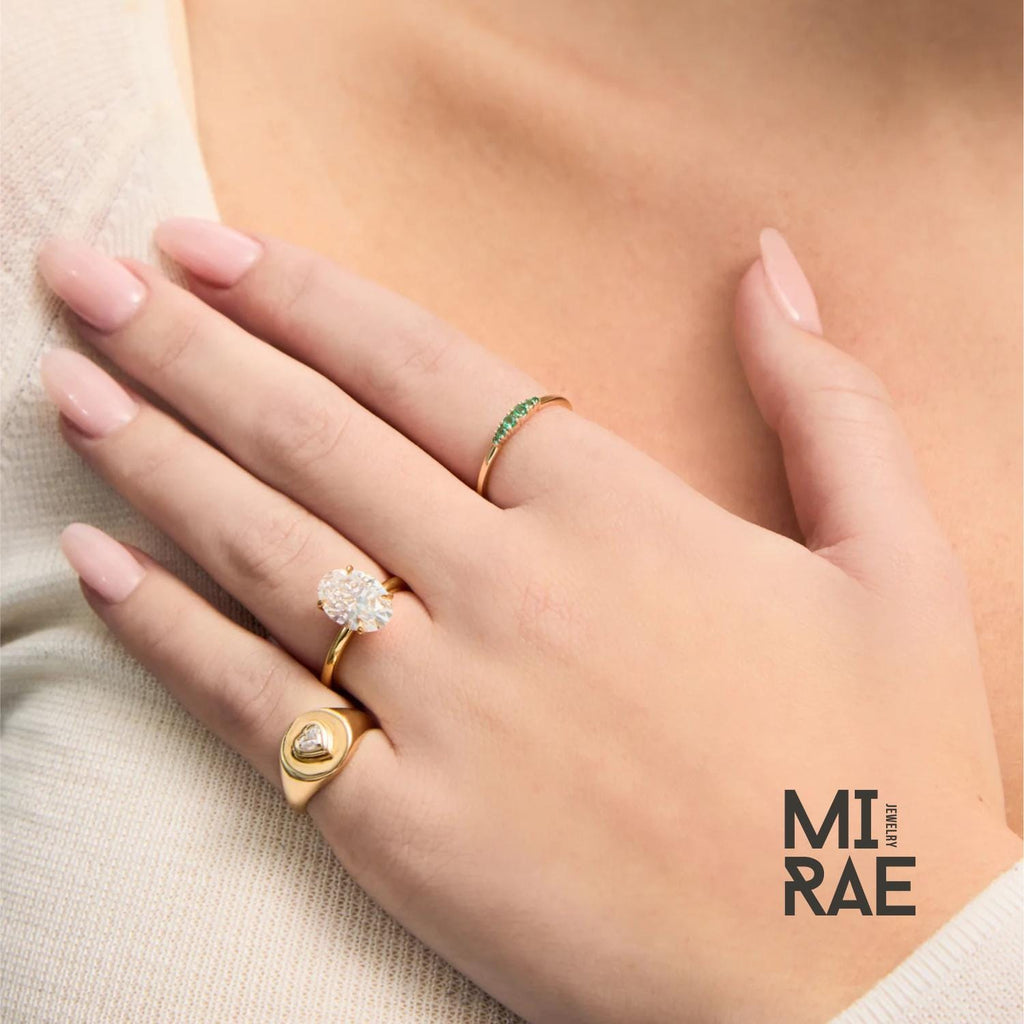 Gold Gemstone Birthstone Ring: Emerald, Ruby, Sapphire, Diamond