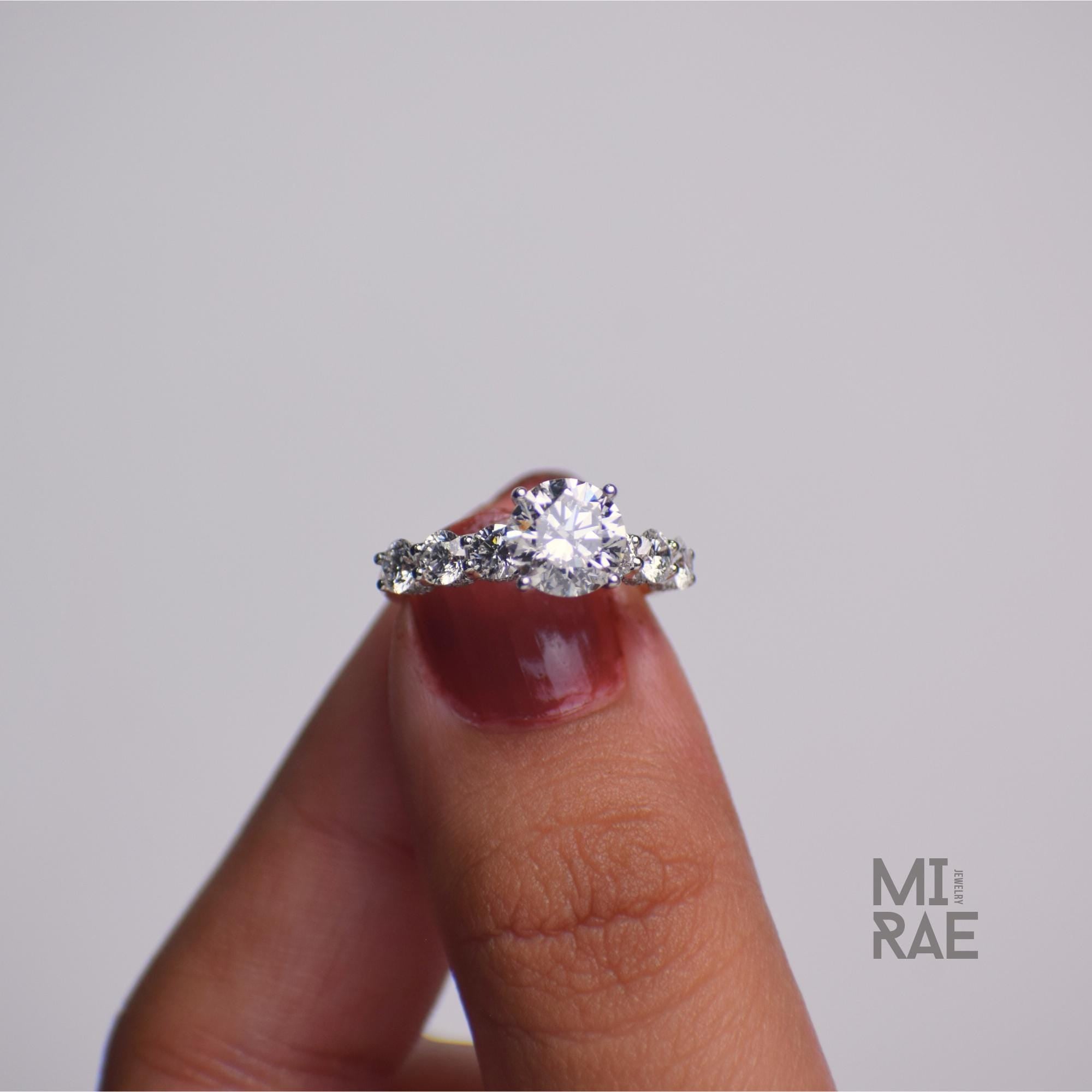 2.21 CTW Lab Grown Diamond Engagement Ring: 14K White Gold Halo Eternity Band