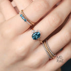 Natural London Blue Topaz & Diamond Ring | Serene Blue Gemstone Statement Ring | Elegant Halo Engagement Ring