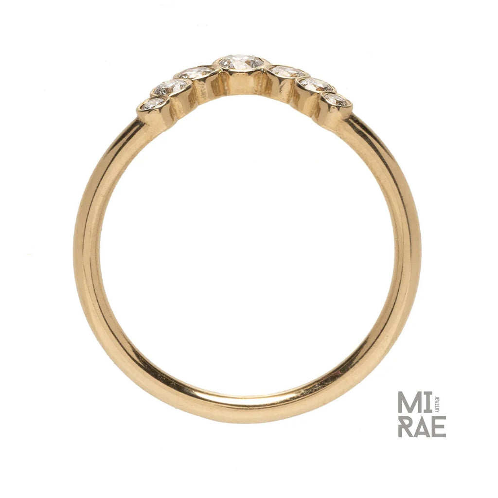 Lab Diamond Curved Wedding Ring: 14k Gold Bezel Nesting Band