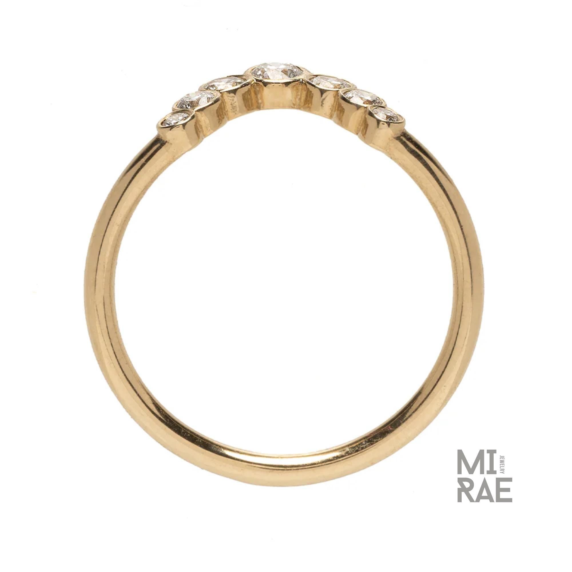 Lab Diamond Curved Wedding Ring: 14k Gold Bezel Nesting Band