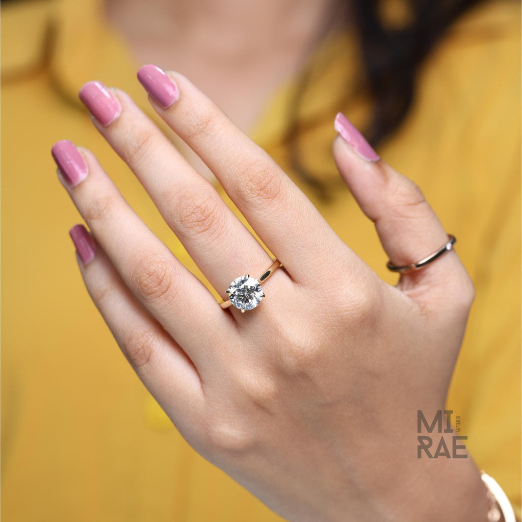 3 Carat Round Lab Diamond Solitaire Engagement Ring, 14k Gold, IGI Certified
