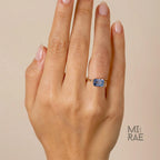 3.00 CT East West Emerald Cut Blue Sapphire Ring | Modern Sapphire Engagement Ring in 14k Gold | Unique Color Change Anniversary Gift