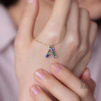 Personalized Initial Pendant Necklace | Multi Natural Gemstone Letter Necklace | Handmade Birthstone Jewelry