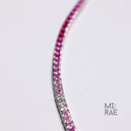 Shades of Pink Sapphire Square Tennis Bracelet, Anniversary Gift for Wife, Sterling Silver Jewelry, Dainty CZ Bracelet, Wedding Jewelry