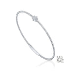 Diamond Hamsa Hand Bracelet in 14k Rose Gold, Hamsa Bracelet, Diamond Bangle, Stackable Bangle, Premium Yellow White, Flexible Bangle Gift