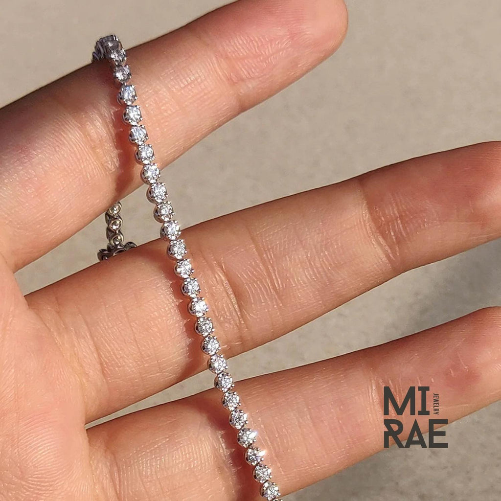 Lab Grown Diamond Tennis Bracelet: Dainty Sterling Silver Infinity Chain