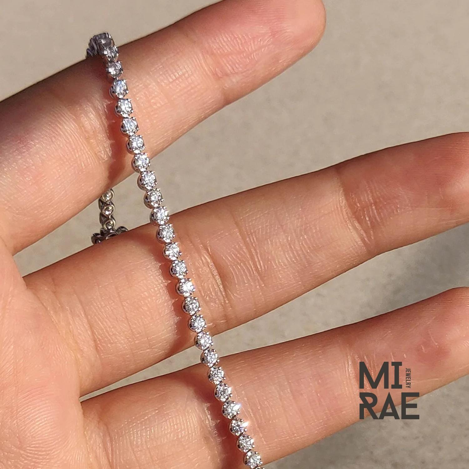 Lab Grown Diamond Tennis Bracelet: Dainty Sterling Silver Infinity Chain