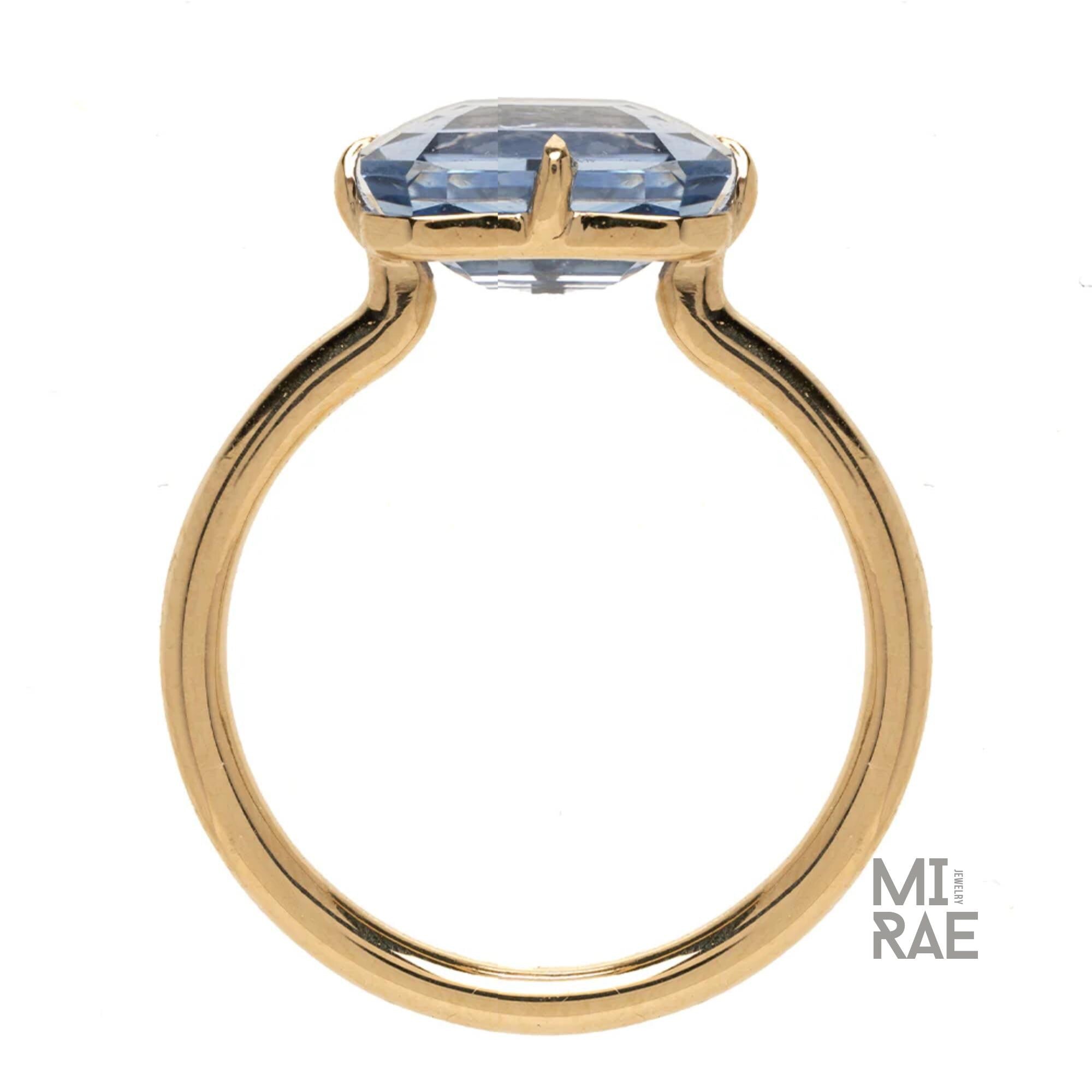 3.00 CT East West Emerald Cut Blue Sapphire Ring | Modern Sapphire Engagement Ring in 14k Gold | Unique Color Change Anniversary Gift