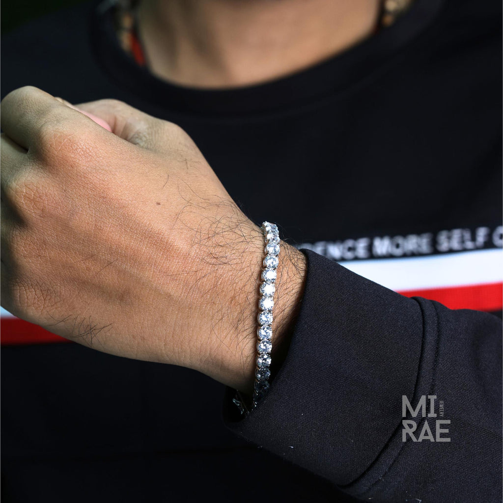 Dainty 14k Gold Tennis Bracelet: 3mm VVS Lab Diamond, Sterling Silver Chain