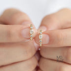 Oval Diamond Bezel Set Hoop Earrings | Lab Grown Diamond 14K Gold Hoops | Everyday Luxury Earrings