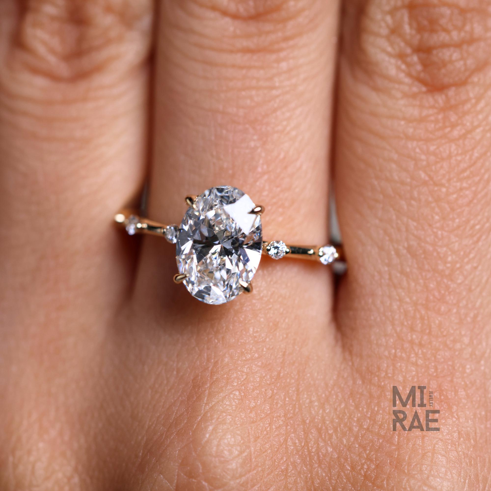 2 Carat Oval Lab Grown E VS1 Diamond Ring