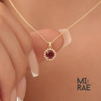 Red Ruby Moissanite Pendant: 10K Gold July Birthstone Necklace