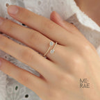 Oval Cut Lab Grown Diamond Engagement Ring in Open Gap Bypass Setting, Two Stone Band Ring, 14K Gold Wedding Ring, Finger Wrap Ring