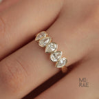 Pear Cut Diamond Drops Ring | Teardrop Half Eternity Band | Minimalist Lab Diamond Wedding Ring