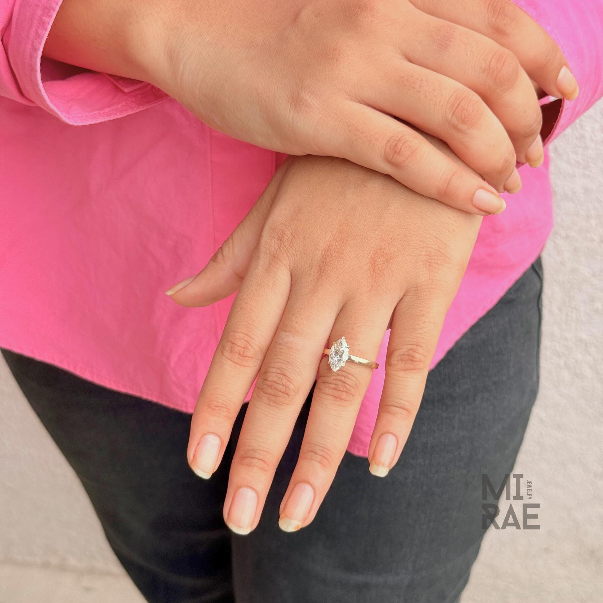 Marquise Cut Lab Grown Diamond Solitaire Engagement Ring